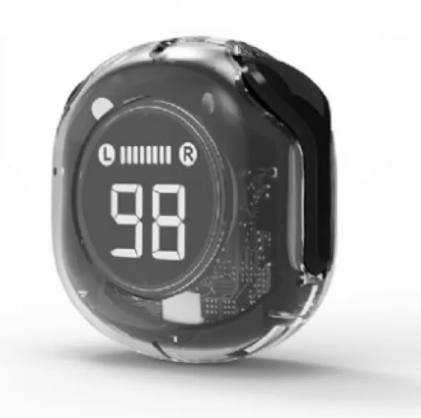 GEMBIRD TWST-01-BK Gembird bluetooth V5.4 slusalice, TWS, LCD, Transparent, black Slika 1