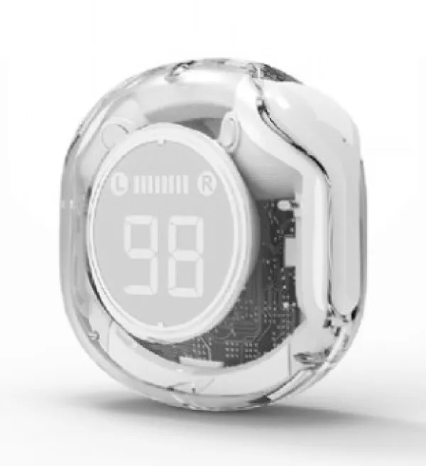 GEMBIRD TWST-01-W Gembird bluetooth V5.4 slusalice, TWS, LCD, Transparent, white Slika 2