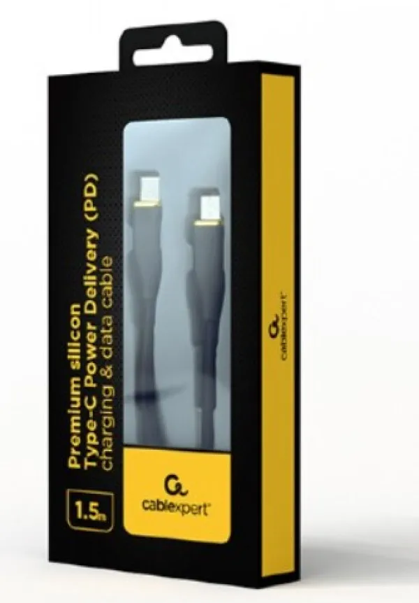 CC-USB2S-CMCM-1.5M-BK Gembird 60W Premium silicon Type-C PD charging & data cable, 1.5m Black Slika 2