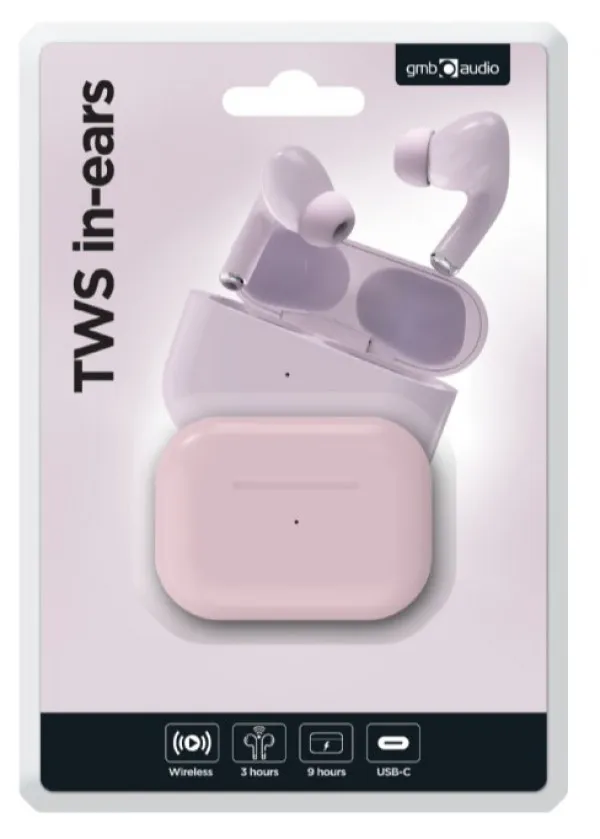 GEMBIRD TWS-03-P Gembird bluetooth V5.0 slusalice, TWS, pink Slika 2