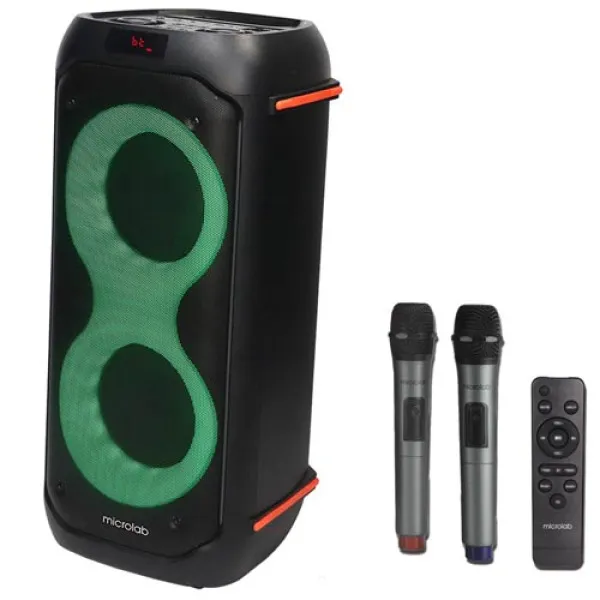 MICROLAB Microlab PT602W karaoke zvucnik 160W, Bluetooth, LED, 7,4V/4000mAh, Aux, USB, microSD, + Mic*2kom Slika 2