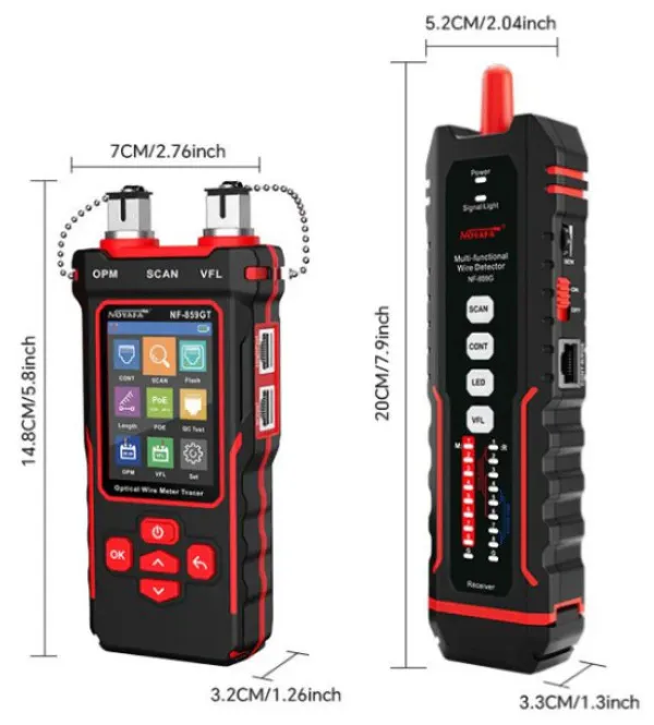 Noyafa NOYAFA NF-859GT Tester za više kablova za Ethernet i vlakna sa jedinstvenim prijemnikom, VFL, PoE Slika 2