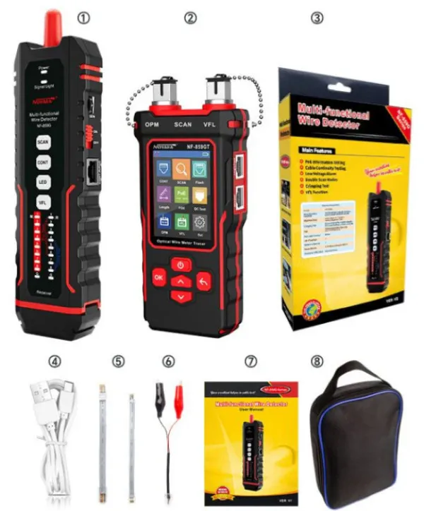 Noyafa NOYAFA NF-859GT Tester za više kablova za Ethernet i vlakna sa jedinstvenim prijemnikom, VFL, PoE Slika 6