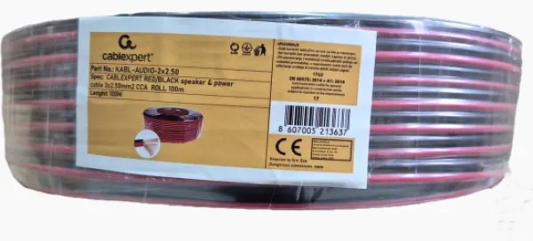 GEMBIRD KABL-AUDIO-2X2.50 Kabl za zvucnike, mikrofon, napajanje, 2x2.5mm crno/crveni 100m Slika 2