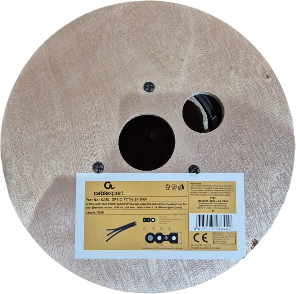 GEMBIRD KABL-OPTIC-FTTH-2F-FRP Gembird Opticki kabl 2-vlakna SM G657A1 Flat, Outdoor, sa sajlom 1mm, 1000m Slika 4