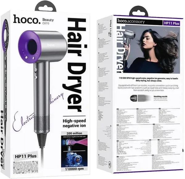 hoco.HP11 Plus Purple Fen za kosu sa negativnim jonima, 1600W Slika 2