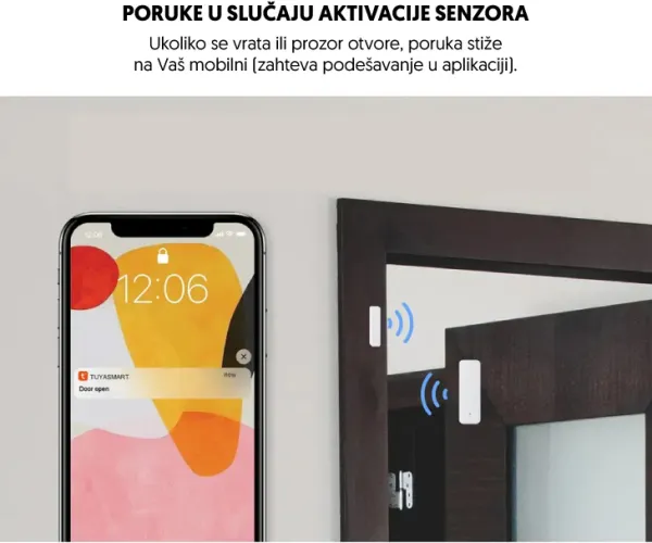 SMART senzor za vrata i prozore, WIFI, Tuya app, WFS-D06 Slika 2