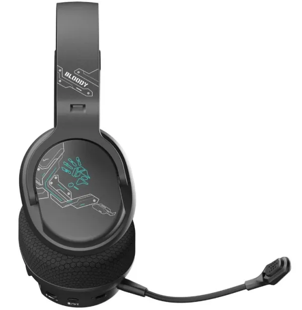A4 TECH A4-GR370 BLACK A4Tech Bloody gejmerske slusalice sa mikrofonom, BTv5.3+2,4Ghz+kabl, 50mm/16ohm, RGB Slika 4