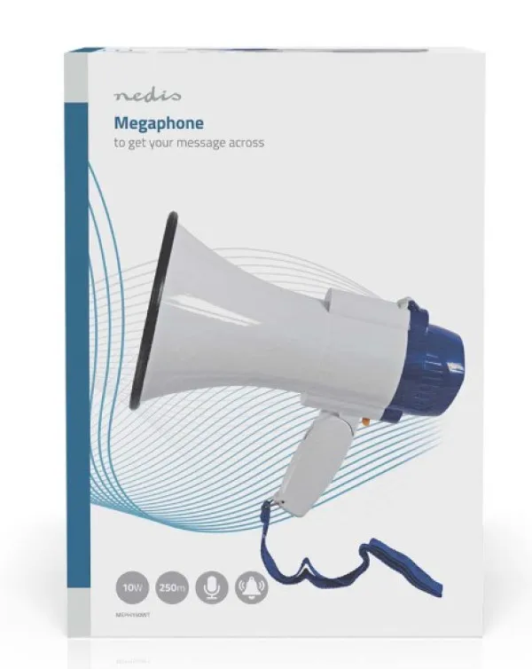 NEDIS MEPH150WT Megafon 115dB, max.250m ugradjena sirena i funkcija snimanja, Blue/White Slika 9