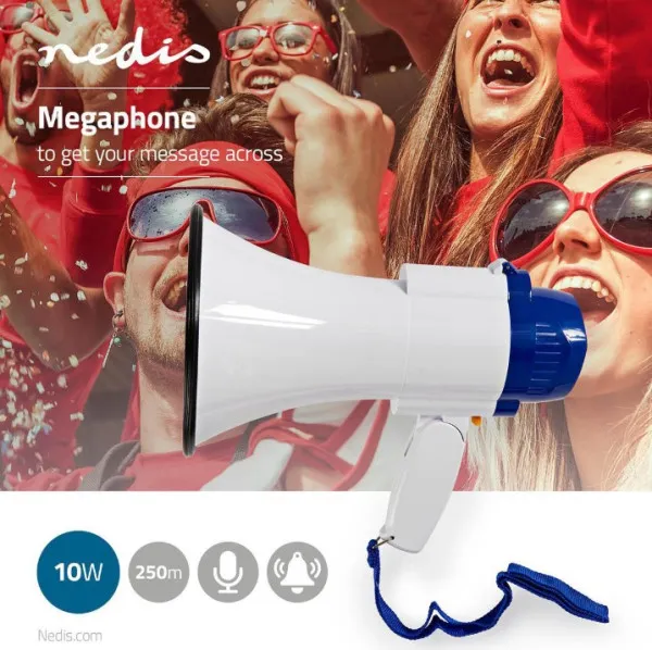 NEDIS MEPH150WT Megafon 115dB, max.250m ugradjena sirena i funkcija snimanja, Blue/White Slika 10