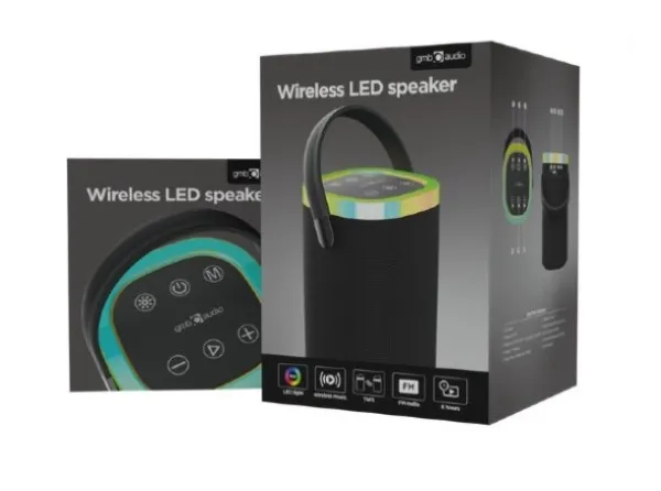 GEMBIRD SPK-BT-LED-06 Gembird Portable Bluetooth LED speaker, 10W, BT, FM, USB, Handsfree, Black Slika 2