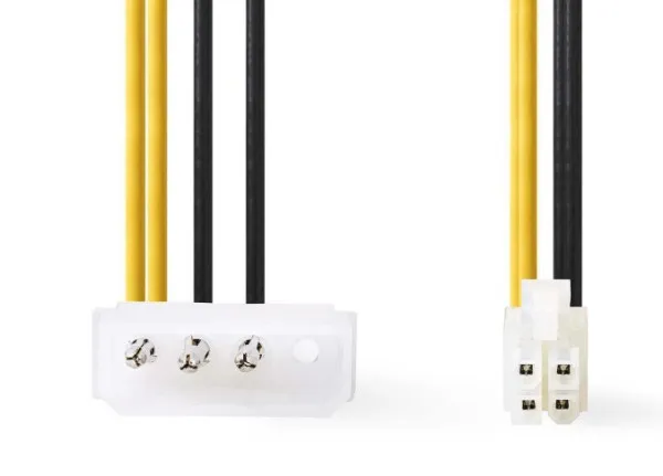 NEDIS CCGP74340VA015 adapter P4 Male-Molex Male, 0.20m, Black/Yellow Slika 2