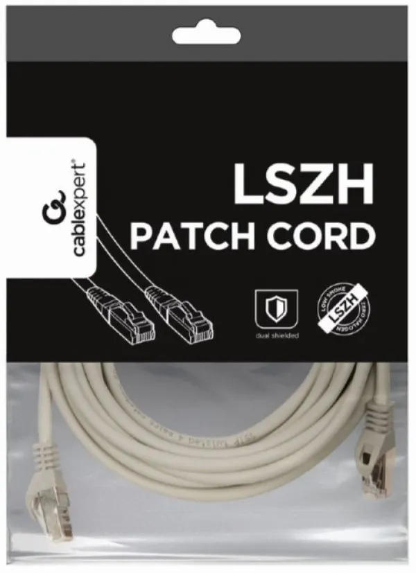 GEMBIRD PP6A-LSZHCU-5M Gembird Mrezni kabl, SFTP CAT.6A BAKARNI LSZH Patch cord 5m Grey Slika 1