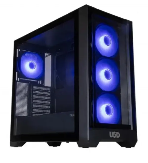 UGD Kuciste Titan 2314, ATX, providna stranica, ugradjena 4xRGB kulera, Crno Slika 3