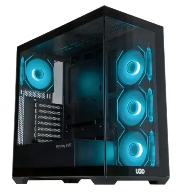 Kuciste UGD Mystery SV13 ATX, providna stranica, ugradjena 4xRGB kulera, Crno Slika 2