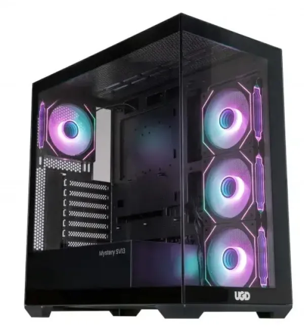 Kuciste UGD Mystery SV13 ATX, providna stranica, ugradjena 4xRGB kulera, Crno Slika 3