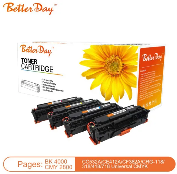 Toner BetterDay CC532A, CE412A, CF382A (304A, 305A, 312A) zam. kaseta za HP Yellow 2.8k Slika 1