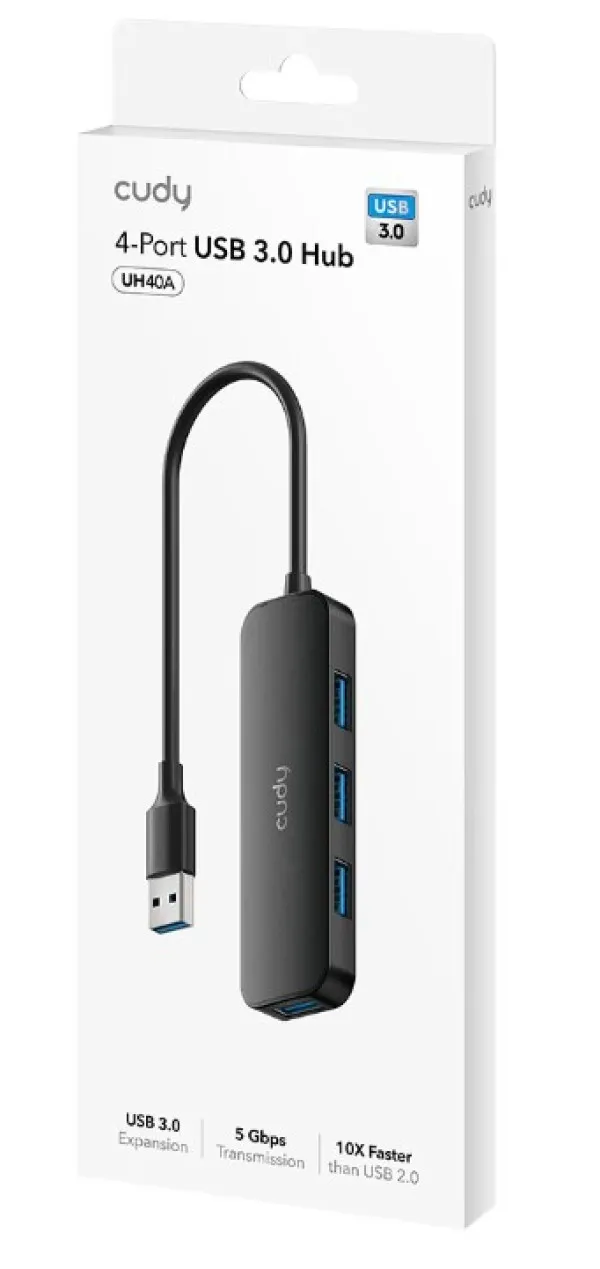 CUDY Cudy UH40A HUB 4 USB3.0 4-port, storage speed 5Gbps, black (alt. UHB-U3P4-03) Slika 2