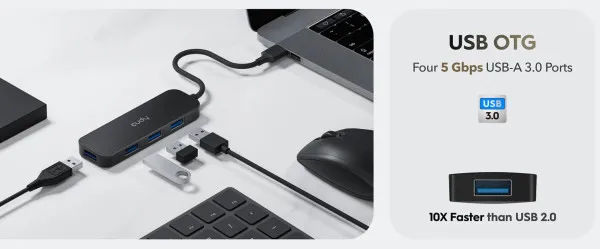 CUDY Cudy UH40A HUB 4 USB3.0 4-port, storage speed 5Gbps, black (alt. UHB-U3P4-03) Slika 1