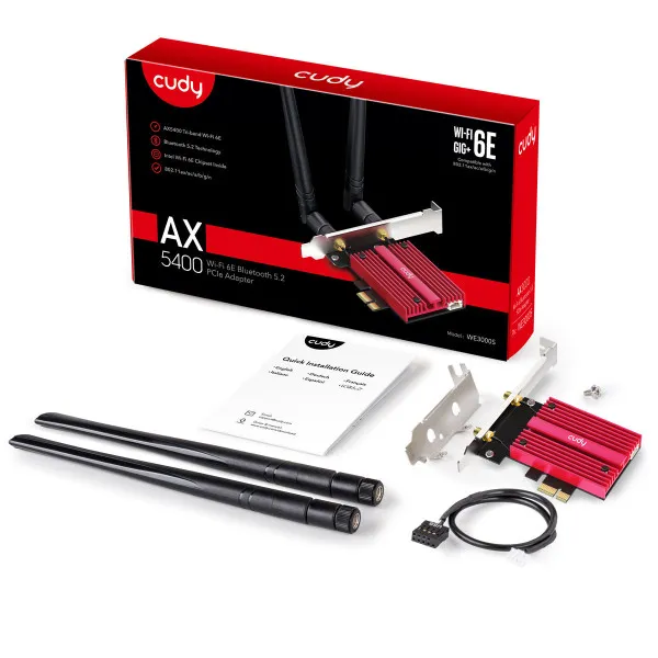 CUDY Cudy WE3000S 2.0v AX5400 Wi-Fi 6E Bluetooth 5.3 PCI-E Adapter Slika 4