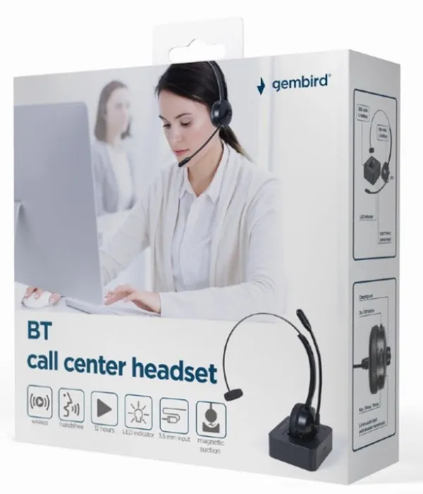 GEMBIRD BTHS-M-01 Gembird Bluetooth slušalice za Call centar, mono, crne Slika 7