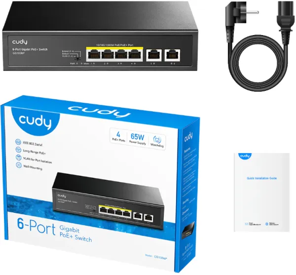 CUDY Cudy GS1006P 6-Port Gigabit PoE+ Switch Slika 2