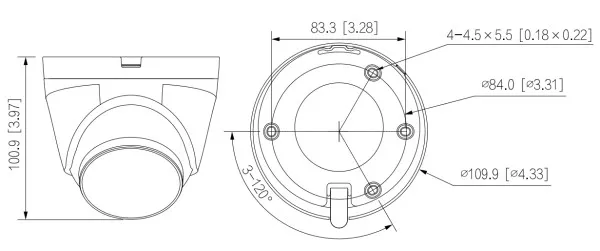 Dahua Kamera IPC-HDW1439V-A-IL-0280B-BLACK IP 4MP EYEBALL KAMERA SA HIBRIDNIM ILUMINATORIMA; 2.8M Slika 5