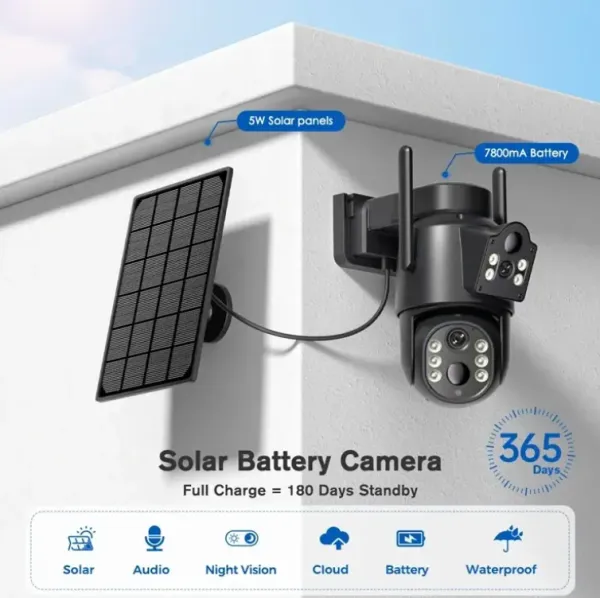 CAM-IP4MP-TQ7 GMB kamera 4MP(2mp+2mp) H.265 EU Solar Camera, 2 Inch, ICSEE App, 2.8mm, IP66 Slika 5