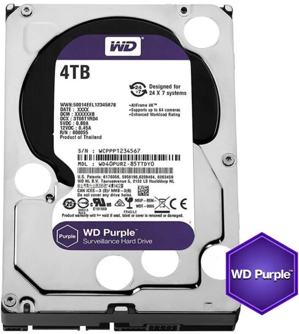 HDD 3.5 ** 4TB WD43PURZ WD Purple 24/7 5400RPM 256MB SATA3 Slika 3