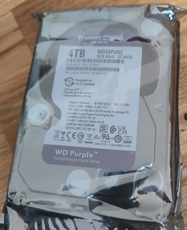 HDD 3.5 ** 4TB WD43PURZ WD Purple 24/7 5400RPM 256MB SATA3 Slika 2