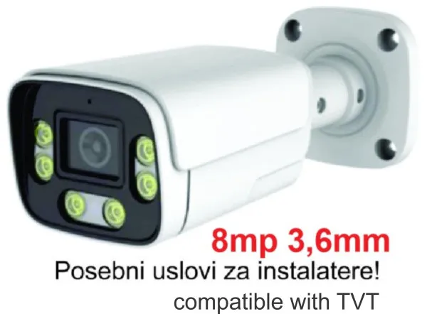 GEMBIRD CAM-IP8MP-HAQ60D GMB kamera 8mp P6SLite 3.6mm-F1.4 Starlight POE IP66 Dual LED 6xIR+6xFull Color MIC Slika 3