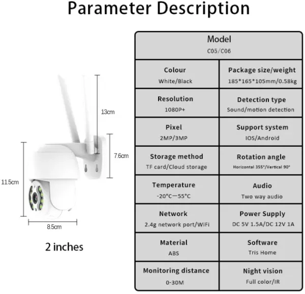 GEMBIRD CAM-IP4MP-T8Y GMB kamera 4 mpix microSD TUYA app Two-way voice PTZ ip66 Slika 2