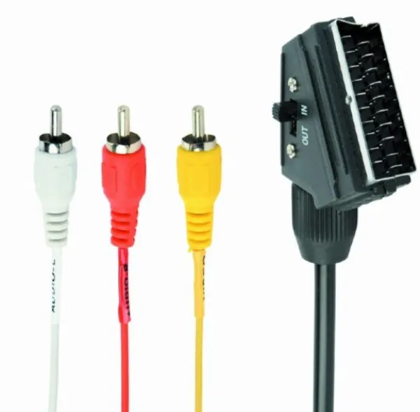 GEMBIRD CCV-519-001 Gembird Bidirectional sa prekidacem RCA to SCART audio-video cable, 1.8 m Slika 1