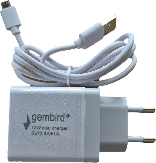 GEMBIRD NPA-AC26 ** Gembird punjac za telefone i tablete 2x5v/2.4A+1A 12W +micro USB DATA kabl 1M (263) Slika 2