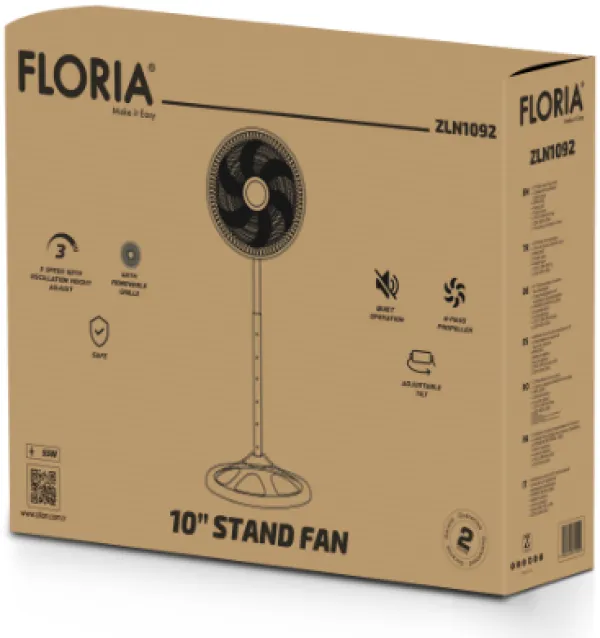 ZILAN Zilan ZLN1092 Ventilator sa postoljem, preènik 25.5 cm, 50 W, crne boje Slika 3
