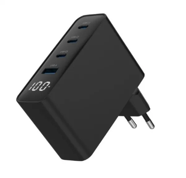 GEMBIRD TA-UC-PDQC100LCD-01-BK Gembird 4-port 100W GaN USB fast charger, LCD, black Slika 7