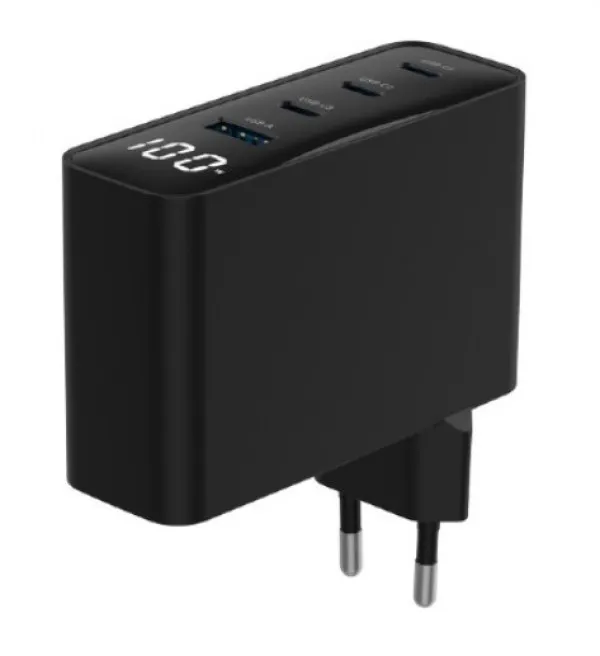 GEMBIRD TA-UC-PDQC100LCD-01-BK Gembird 4-port 100W GaN USB fast charger, LCD, black Slika 2