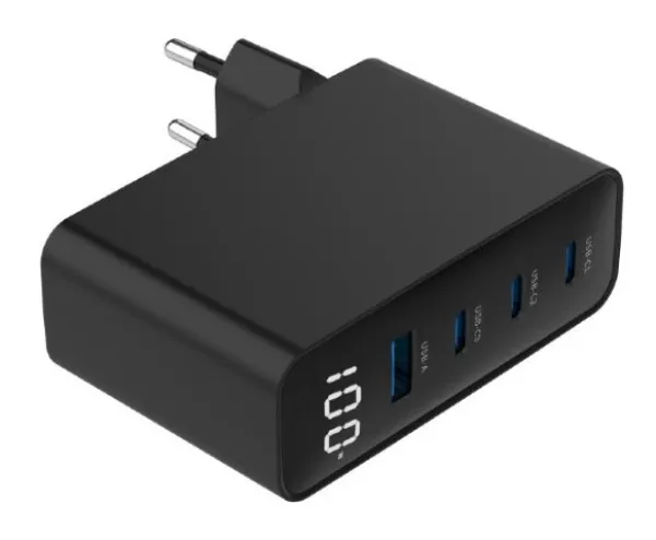 GEMBIRD TA-UC-PDQC100LCD-01-BK Gembird 4-port 100W GaN USB fast charger, LCD, black Slika 5