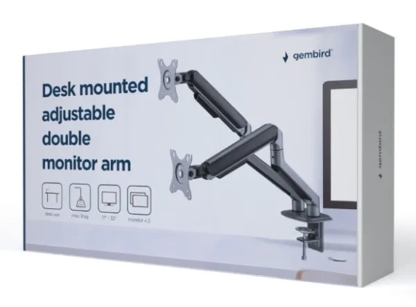 GEMBIRD MA-DA2-05 Gembird Podesivi dupli stoni drzac za monitor, tilt, 17-32 max.9kg Slika 6
