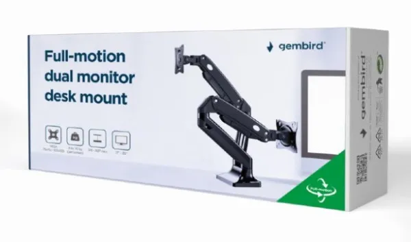 GEMBIRD MA-DA2-03 Gembird Podesivi stoni drzac Full-motion za dva monitora, tilt, 17-35 max.2x10kg FO Slika 4