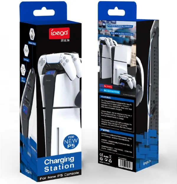 Docking station drzac iPega sa USB punjacem za 2 PS5 Slim kontrolera PG-P5S016 Slika 6