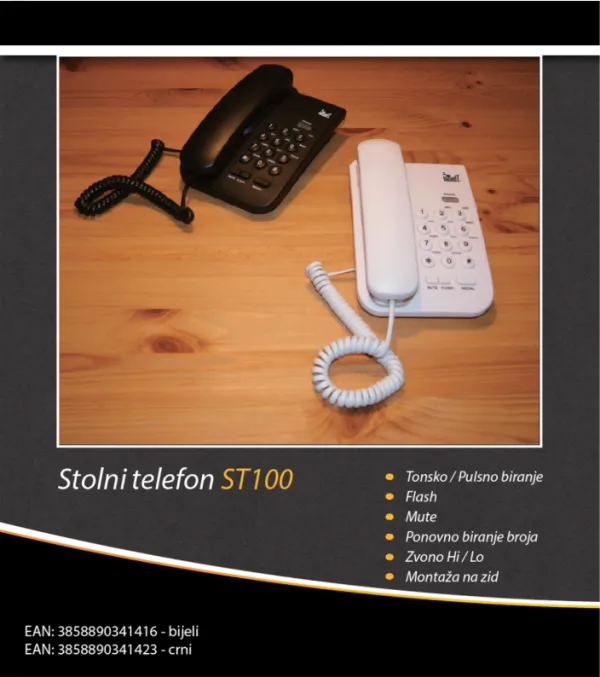 Meanit ST100 Telefon analogni, stoni, beli Slika 2