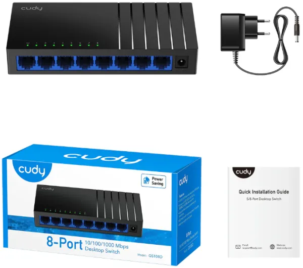 CUDY Cudy GS108D 8-Port Gbit desktop Switch, 8x RJ45 10/100/1000 (Alt.PFS3008-8GT-L) Slika 2
