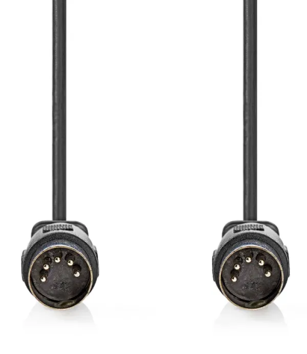 NEDIS CAGL20000BK20 DIN Audio Kabl, DIN 5-Pin Muski, DIN 5-Pin Muski, Niklovan, 2.00 m, Okrugli, PVC, Crni Slika 2