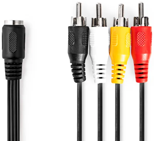 NEDIS CAGL20475BK02 DIN Audio Kabl, DIN 5-Pin Zenski, 4x RCA Muski, Niklovan, 0.20 m, Okrugli, PVC, Crni Slika 3