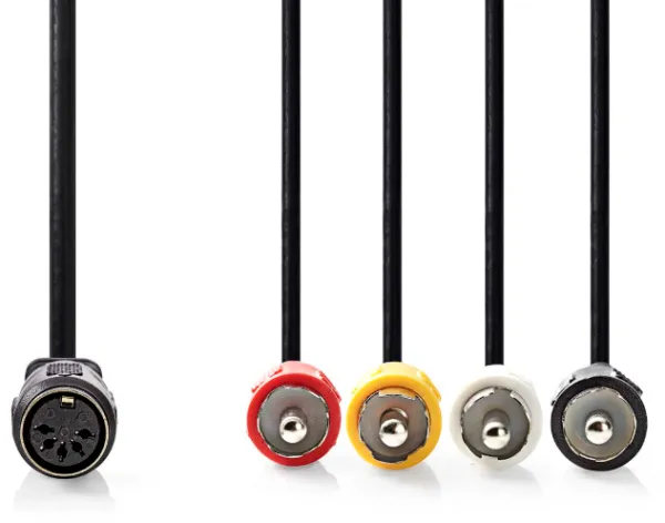 NEDIS CAGL20475BK02 DIN Audio Kabl, DIN 5-Pin Zenski, 4x RCA Muski, Niklovan, 0.20 m, Okrugli, PVC, Crni Slika 2