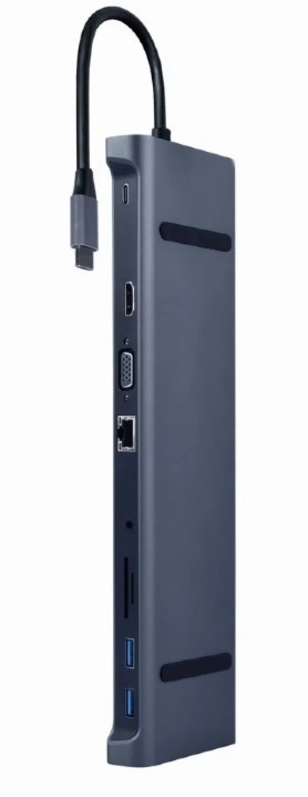 GEMBIRD A-CM-COMBO10-01 Gembird USB Type-C 10-in-1 multi-port adapter(USB hub+HDMI+VGA+PD+card r+LAN+3.5mm) Slika 4