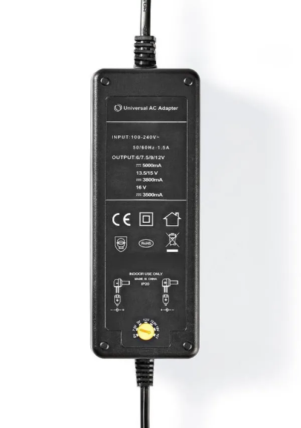 NEDIS ACPA116 Universal AC Power Adapter 60W, 6-16V DC, 1.10m 5.0-5.2A 8-plug(s), Black Slika 4