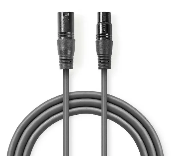 NEDIS COTG15012GY200 DMX Adapter Cable XLR 3-Pin muski na XLR 3-Pin zenski, Nickel Plated, 20m, Round, PVC Slika 5