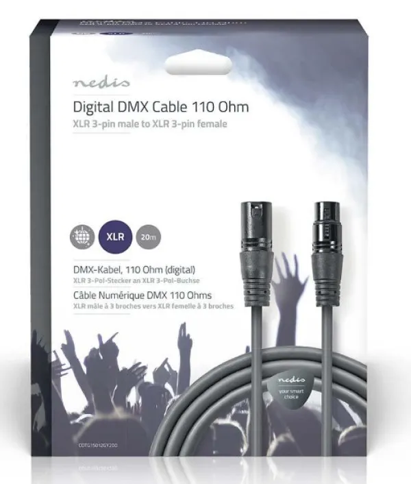 NEDIS COTG15012GY200 DMX Adapter Cable XLR 3-Pin muski na XLR 3-Pin zenski, Nickel Plated, 20m, Round, PVC Slika 3
